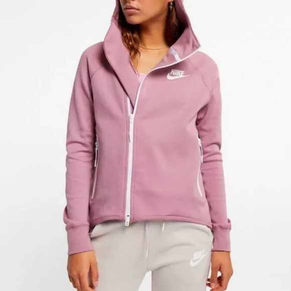 Nike Tops - Nike Tech Fleece Full Zip Cape Hoodie in Mauve, XS